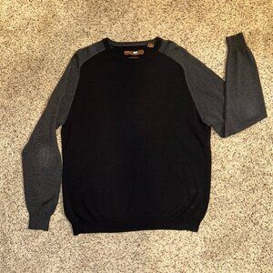 Men's Black and Grey Merino Wool-blend Sweater (XL)